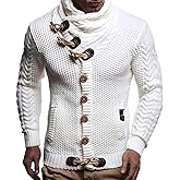 Leif Nelson Men’s Heavy Knit Cardigan with Shawl Collar and Toggle Buttons – Winter Sweater Jacket