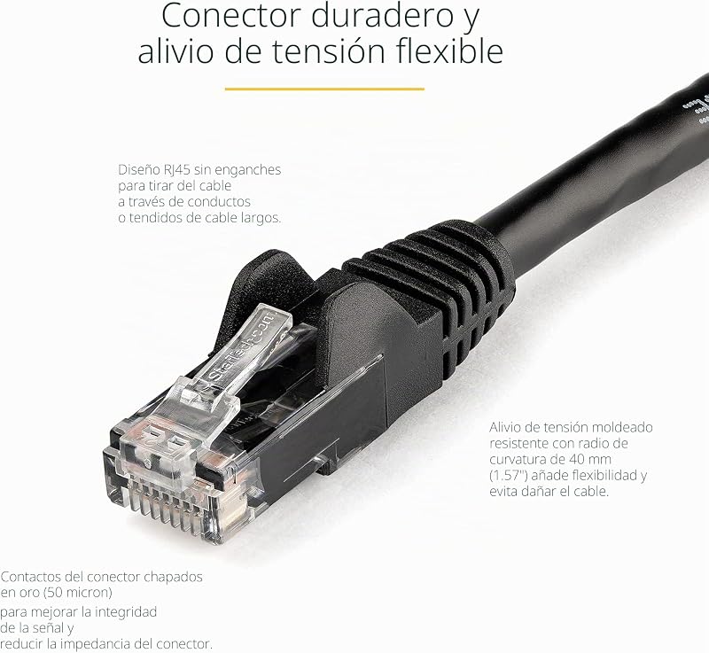 Cable Ethernet Cat6 RJ45 2m sin Enganches, Negro (N6PATC2MBK)