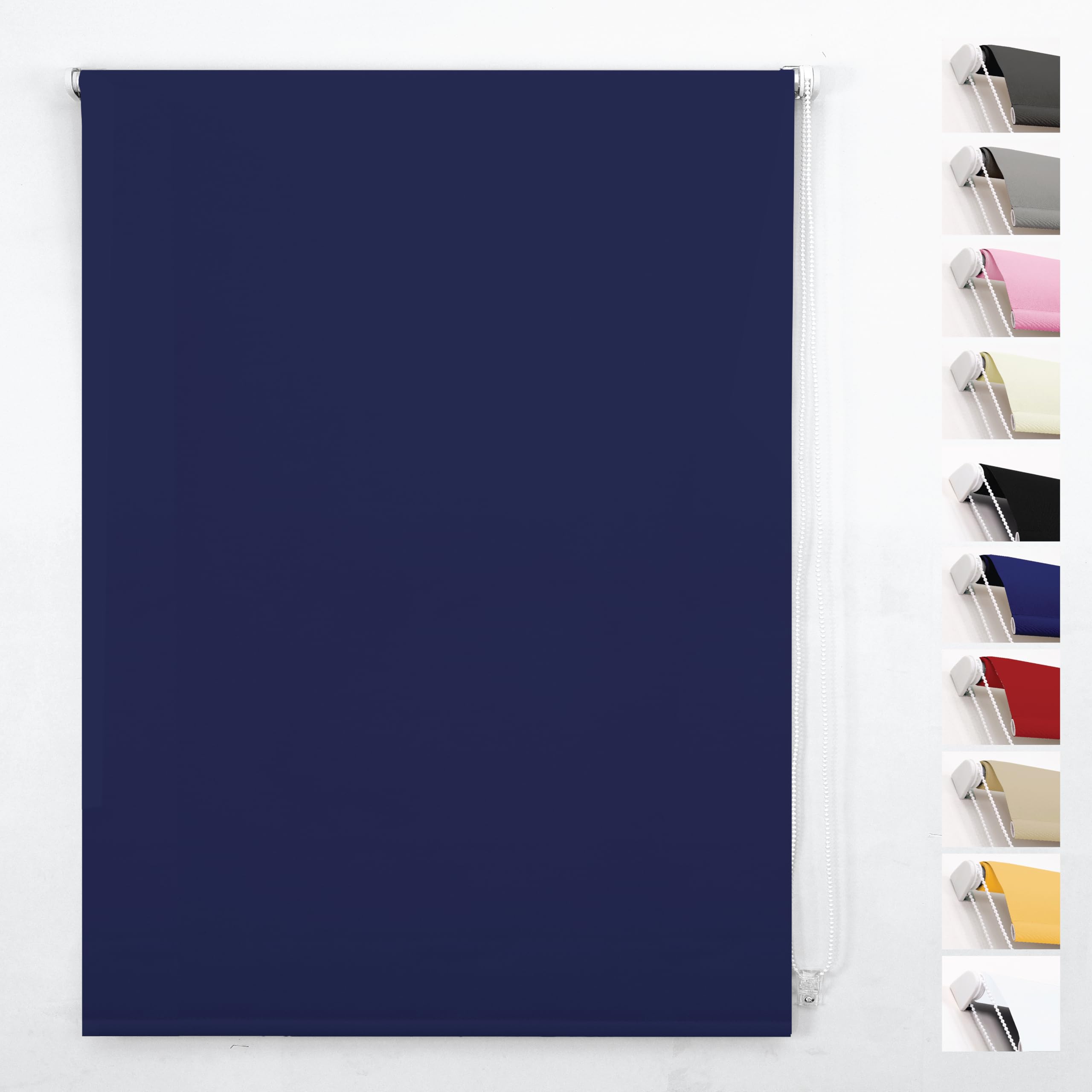 Funky Gadgets Roller Blinds Thermal Blackout Roller Blind, Easy Fit Child Safe Trimmable UV Protection Home Office Window Blinds, Navy Blind (120cm Wide X 165cm Drop)