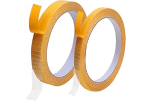 Engorgio Double Sided Adhesive Fabric Tape Heavy Duty，for Hem, Cloth, Fashion Dress，Curtains, High Adhesive Sticky but Removable and Residue Free. 0.31inch/0.5inch x33FT 10m x2 Rolls