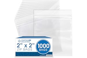 Spartan Industrial - 2” X 2” (1000 Count) 2 Mil Clear Reclosable Zip Plastic Poly Bags with Resealable Lock Seal Zipper
