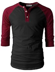 H2H Men's Slim Fit Casual Henley Raglan Baseball