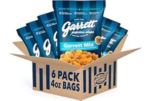 GARRETT POPCORN SHOPS Garrett Popcorn Garrett Mix, 4 Ounce Bags (Pack of 6) - Classic Chicago Style Cheese and Caramel Gourmet Popcorn - Gluten Free, Sweet and Salty Snack, Popped Party Mix