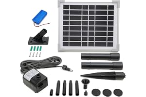 AEO Solar Water Pump with Backup Battery for Birdbath, Fountain, Small Pond, Garden Decoration (Battery Included)