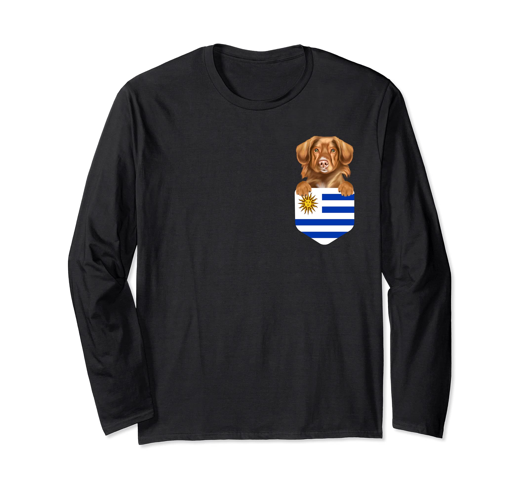 Uruguay Flag Duck Tolling Retrievers Dog In Pocket Long Sleeve T-Shirt