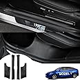 BEEGROW Front and Rear Door Sill Protector for Tesla Model Y 5-Seater 2024 2023 2022 2021, Full Protection Door Entry Guards for Model Y Accessories, 3D Carbon Fiber
