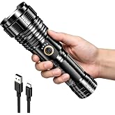 Amzyigou Rechargeable Flashlights 2000.000 High Lumens, Super Bright Flashlight with 10 Modes, LED Tactical Flashlight Waterproof, Powerful for Camping, Hiking, Hunting and Emergencies