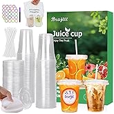 Brajttt 16 oz Clear Plastic Cups with Lids and Straws, 100 Pack Disposable Iced Coffee Cups with Lids, Sturdy & Food Safe lemonade cups for Cold Drinks,Friend,Party, Kitchen Accessories