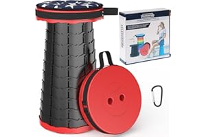 ALEVMOOM Telescoping Stool with Cushion, Portable Collapsible More Sturdy Capacity 440Ib, Retractable Collapsible Camping Adjustable Folding Stool for Hiking Garden BBQ