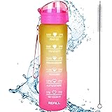 XACIOA 32oz Water Bottle with Straw & Motivational Time Marker, Leakproof BPA Free ,Ensure You Drink Enough Water Throughout