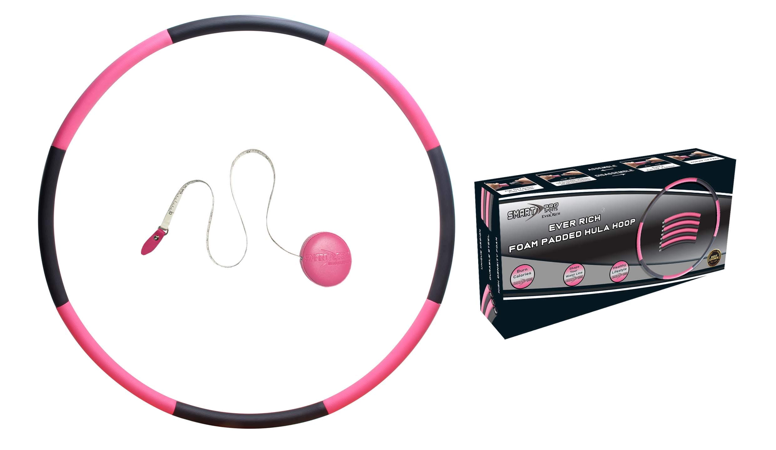 Ever Rich ® FitnessWave Weighted Fitness Exercise Hula Hoop (8 Parts Pink-Grey)