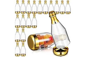 Toddmomy Mini Candy Bottles: Golden 20Pcs Plastic Candy Bottles for DIY Party Favors, Wedding, Birthday Parties, Hold Candies