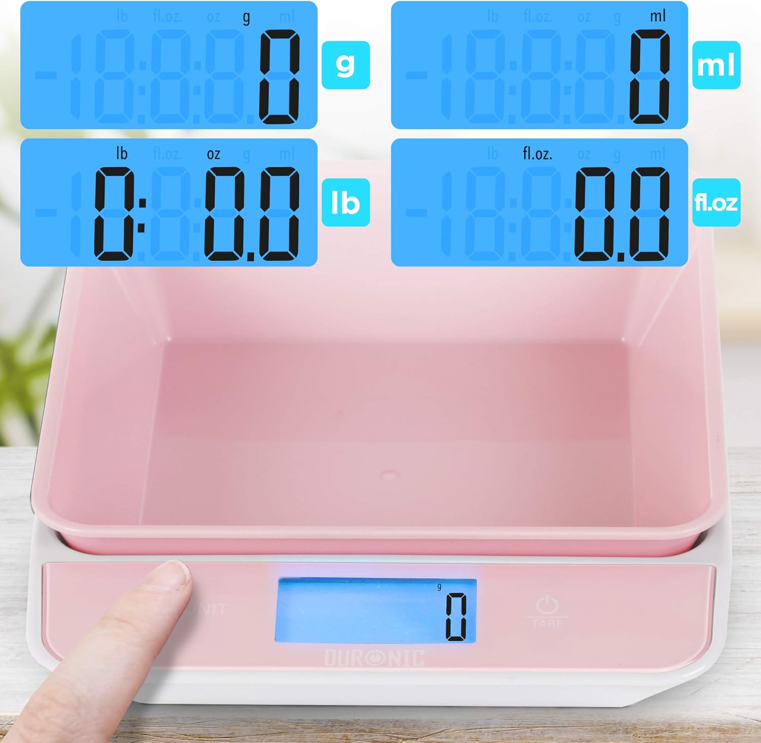 Duronic Digital Kitchen Scales KS100 RD Electronic Kitchen Scale with Bowl Measuring Weighing Scale Red Baking Scale for Cooking Baking Mail Pet Food Measurement Baker Weight Scale - Image 5