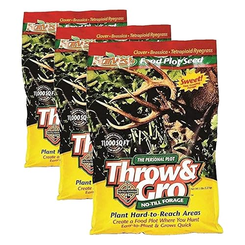 Evolved Harvest Throw & GRO No-Till Forage for Deer - Easy-to-Plant Fast-Growing Food Plot Seeds, 5 Lbs (Pack of 3)