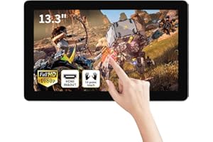 TouchWo 13.3 inch Capacitive Multi-Touch Screen Industrial Monitor, 16:9 Display 1920 x 1080P, Built-in Speakers, VGA & HD-MI Monitor for PC, POS, Small Business, Restaurant