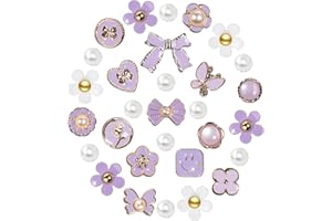 COYWX Cute Butterfly Shoe Charms for Women, Jewels Flower Charms for Girls,Pearl Shoe Chain Purple