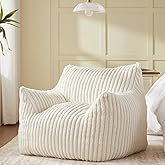 Achicsofar Giant Bean Bag Chairs for Adults Teens, Large Bean Bag Sofa Chairs with Filling Comfy Fuzzy BeanBag Chair with Armrests for Bedroom Living Room Reading