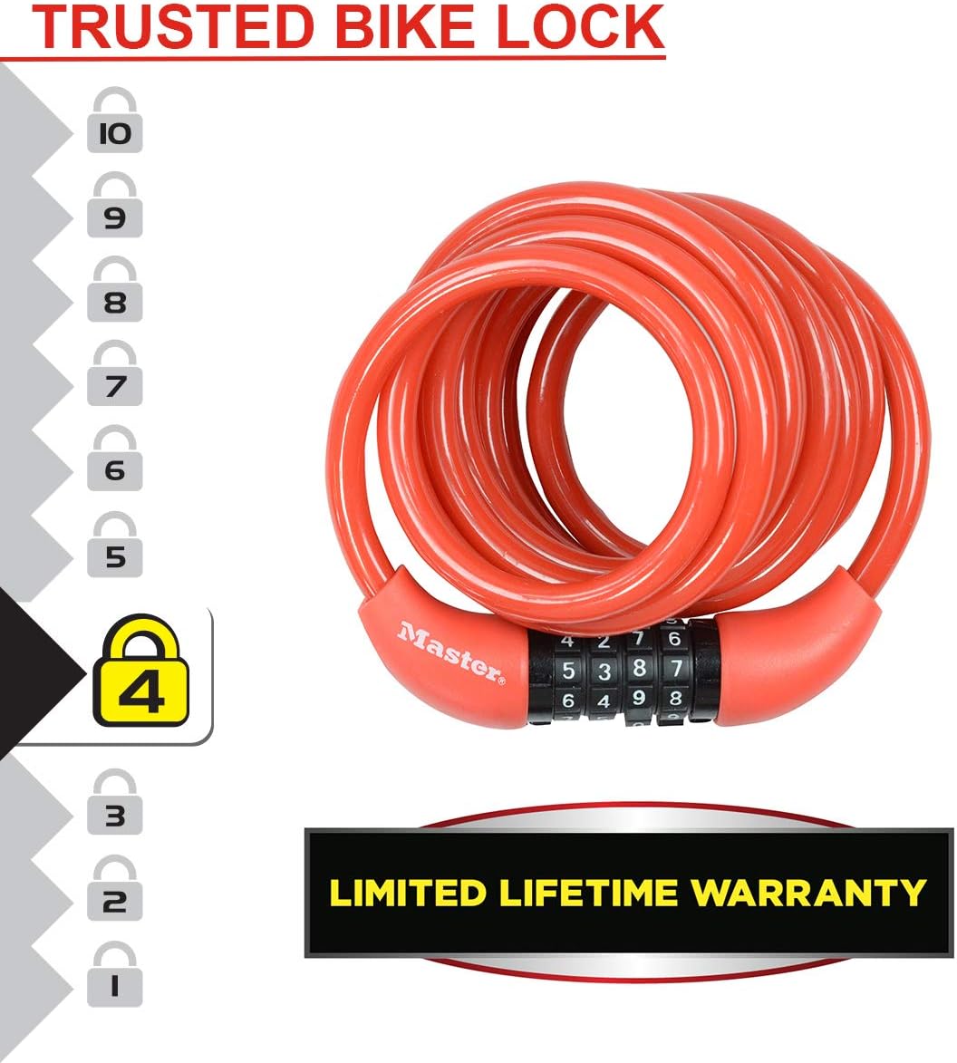 Master Lock Bike Cable Lock, Combination, 1.8 m Coiling Cable, Outdoor, Random Color 8221EURDPROCOL - Image 4