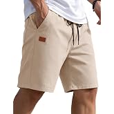 COOFANDY Mens Casual Shorts 9" Chino Cotton Shorts Summer Beach Shorts 2026 | Drawstring Shorts with Pockets, Soft Stretch, L