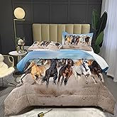 Bodhi Horses Comforter Set Twin for Boys Kids Grassl+ Horse Bedding Set 3D Animal Printed Comforter Sets Twin Size,1 Comforter + 1 Pillowcase Bedding Set #4002