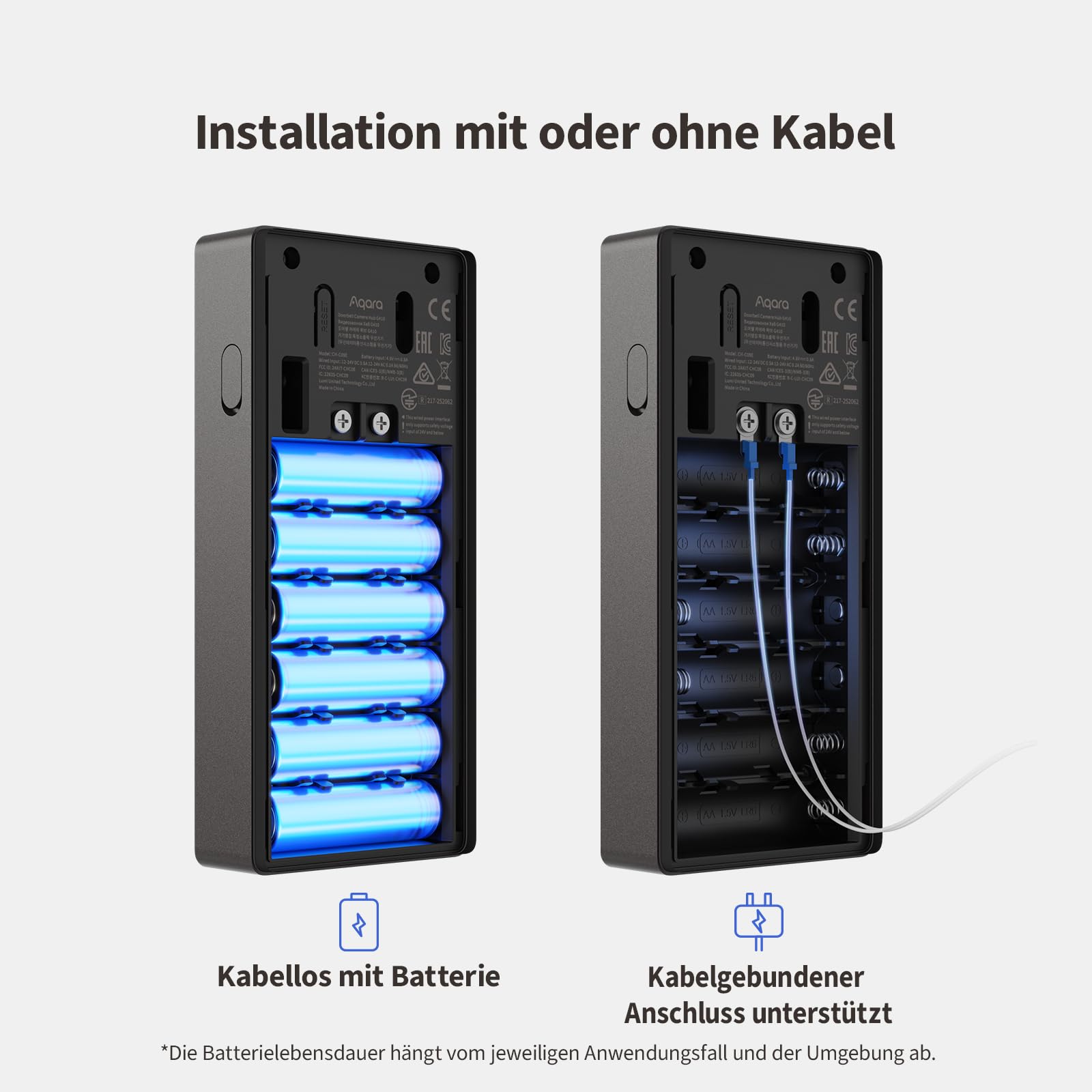 Aqara Smarte Türklingel mit Kamera G410,2K,Homekit-Sicherheits-Video,2-Wege Audio,Integrierte Matter Hub,drahtlos/draht, kompatibel Apple Home,Google,Home-Assistant,2.4/5GHz WLAN, mit Chime, Schwarz 6