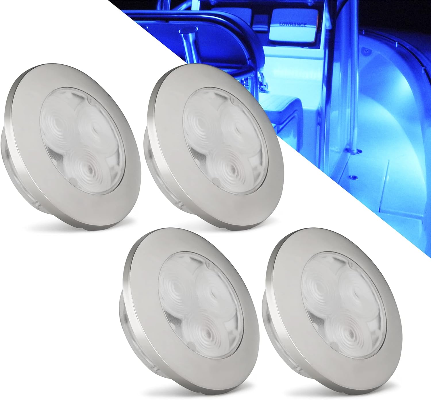 Five Oceans Interior Round LED Flush Mount Ceiling Light, Blue (4 Pack) FO-4135-M4