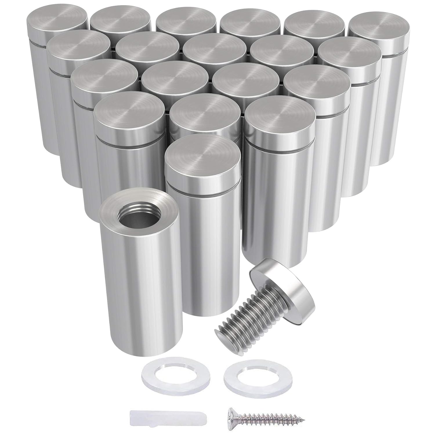 LuckIn Glass Standoffs Stainless Steel, 3/4 x 13/5 Sign Standoff Wall