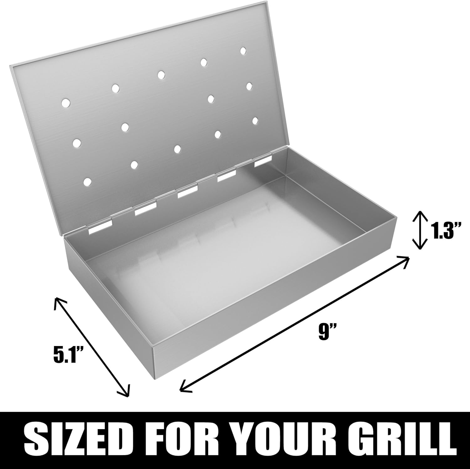 Smoker Box Maximum Wood Chip Capacity - 25% Thicker Stainless Steel Won't Warp - Charcoal & Gas Grill BBQ Meat Smoking Hinged Lid - Best Grilling Accessories & Barbecue Utensils for Dad: Garden & Outdoor