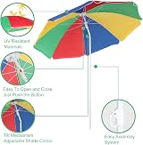Unibos 5.3ft Garden Parasol Umbrella Tilting Multi Coloured UPF40 view 4