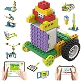 ICreateRobot ICQbot 10 in 1 Coding Robot Kit,270+ Piece ScratchJr Learning Educational APP Remote Voice Programming Building Toys for Age 5+ Kids