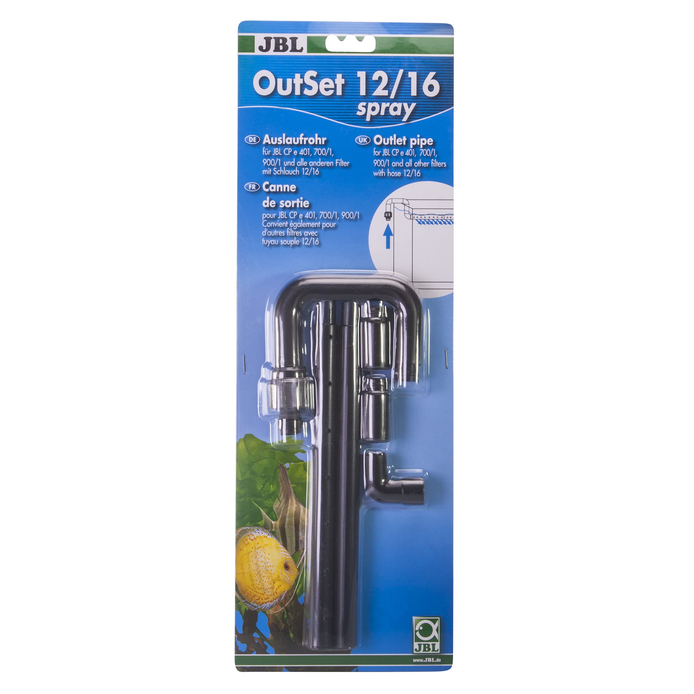 JBL OutSet spray 12/16 CristalProfi e4/7/901,2, Water outlet set with 2-part spray bar for aquariums