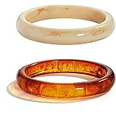 HUAYUNFANG 2PCS Resin Bracelet Set for Women Trendy Cream Acrylic Resin Bangle Bracelets Tortoise Shell Translucent Acetate Wristband Bangle Jewelry