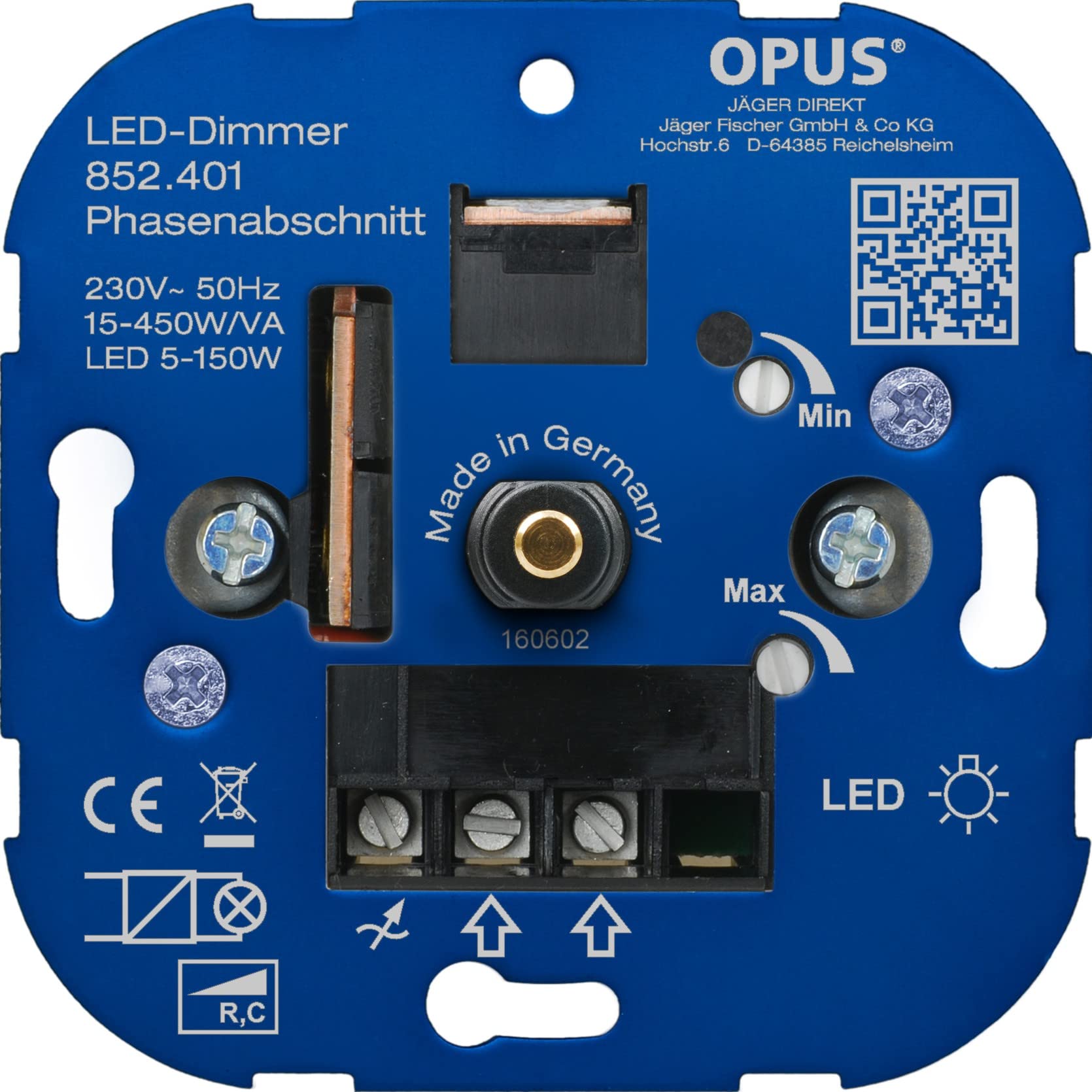 OPUS® Rotary Dimmer for LED and Energy-Saving Bulbs Version Phase Control Watt 5-110 VA/LED 3-50 W
