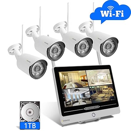 SOOHAO überwachungskamera System WLAN, überwachungskamera aussen WLAN 4pcs,überwachungskamera mit Monitor 12-Zoll-Monitor NVR