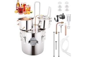 DEWOSEN Shine Still 8 GAL 3 Pots Distillery Kit for Alcohol Stainless Steel Copper Tube Complete with Thumper Water Pump Metal Thermometer Fermentation Airlock Distilling for Whiskey, Brandy etc.