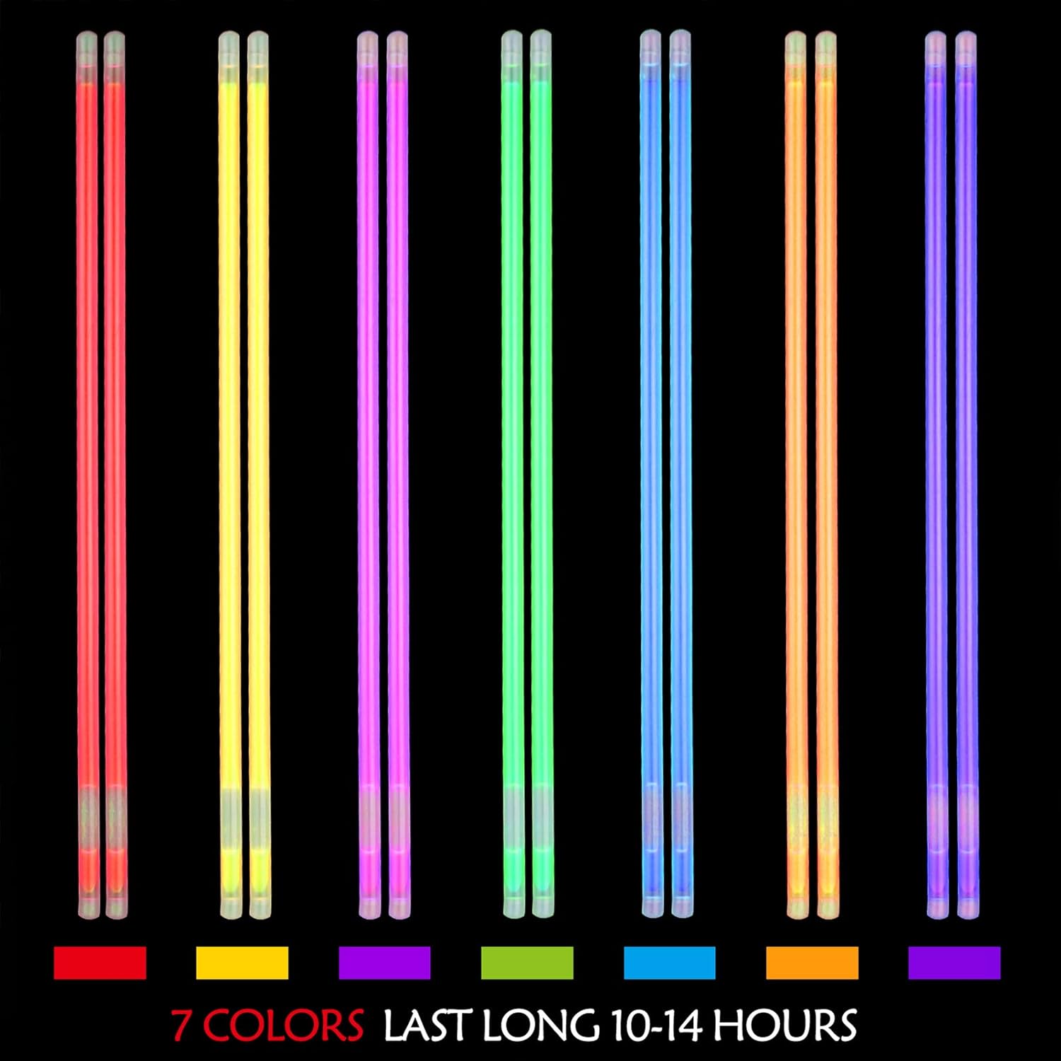 KarberDark Glowstick, (609 Pcs Total) 240 Glow Sticks Bulk 7 Colour and Connectors for Caps Bracelets Necklaces Balls Eyeglasses and More, Light up Toy Glow in The Dark Stick for Kid Party Birthday: Toys & Games