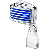 Heil The Fin Dynamic Microphone for Live Sound Applications and Video Podcasting, XLR Microphone with Vintage Appeal, Wide Frequency Response, and Superior Rear Noise Rejection - Chrome/Blue