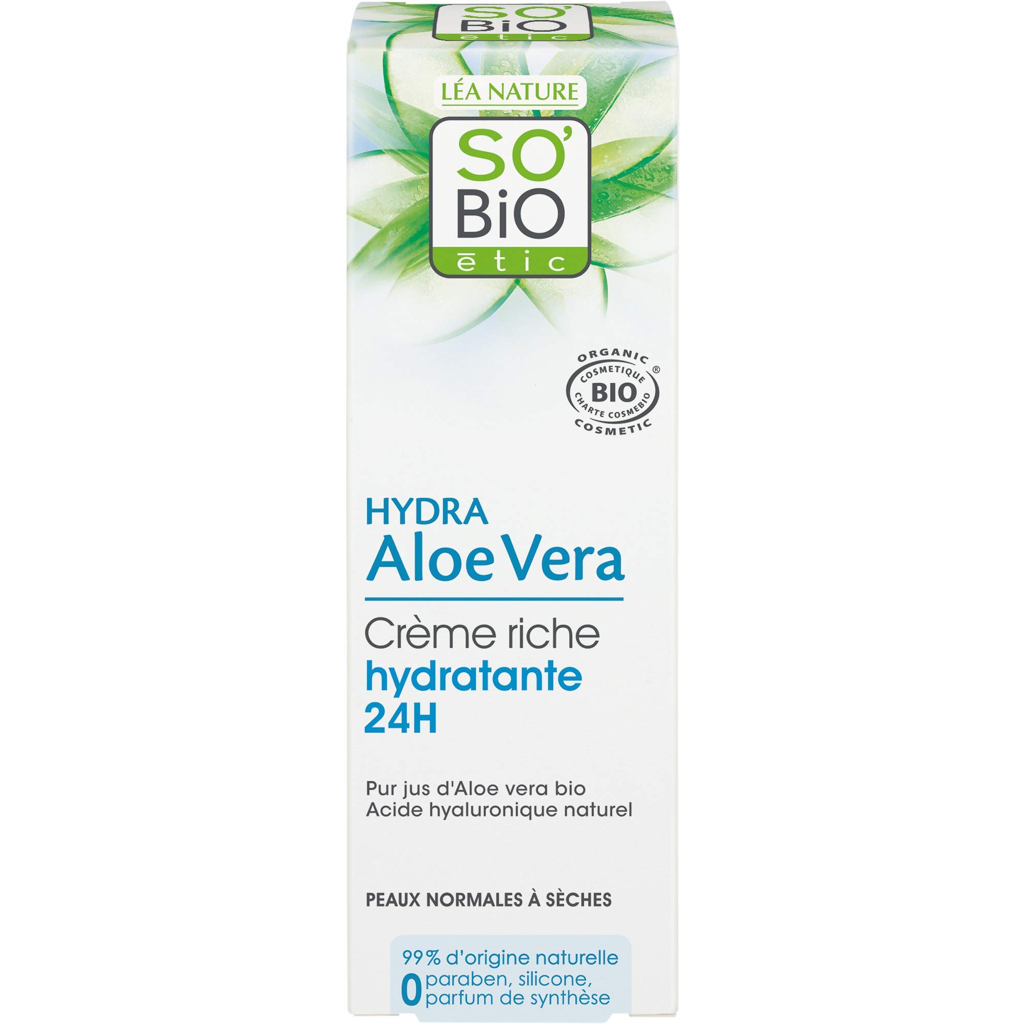 SO'BiO étic Cosmebio Hydra Aloe Vera 24 Hours Rich Moisturizing Day Cream, 50 ml