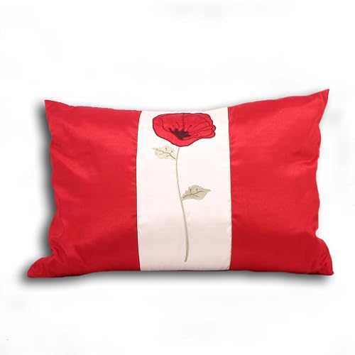 Paoletti Poppet Floral Embroidered Cushion Cover, Cream/Red