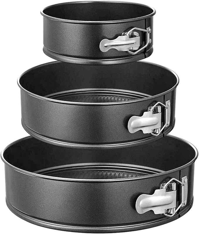 Springform Cake Tins Sets,Nonstick & Leakproof Set of 3,Round Cake Tin