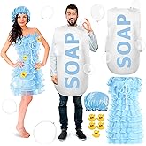 Suhine 23 Pcs Loofah and Soap Costume Halloween Party Couple Novelty Costumes for Adult Role Play Carnival Cosplay