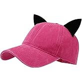 Busnos Mens Baseball Cap Funny Trucker Hats for Men Women Cute Cat Ear Distressed Ponytail Baseball Hat Fashionable