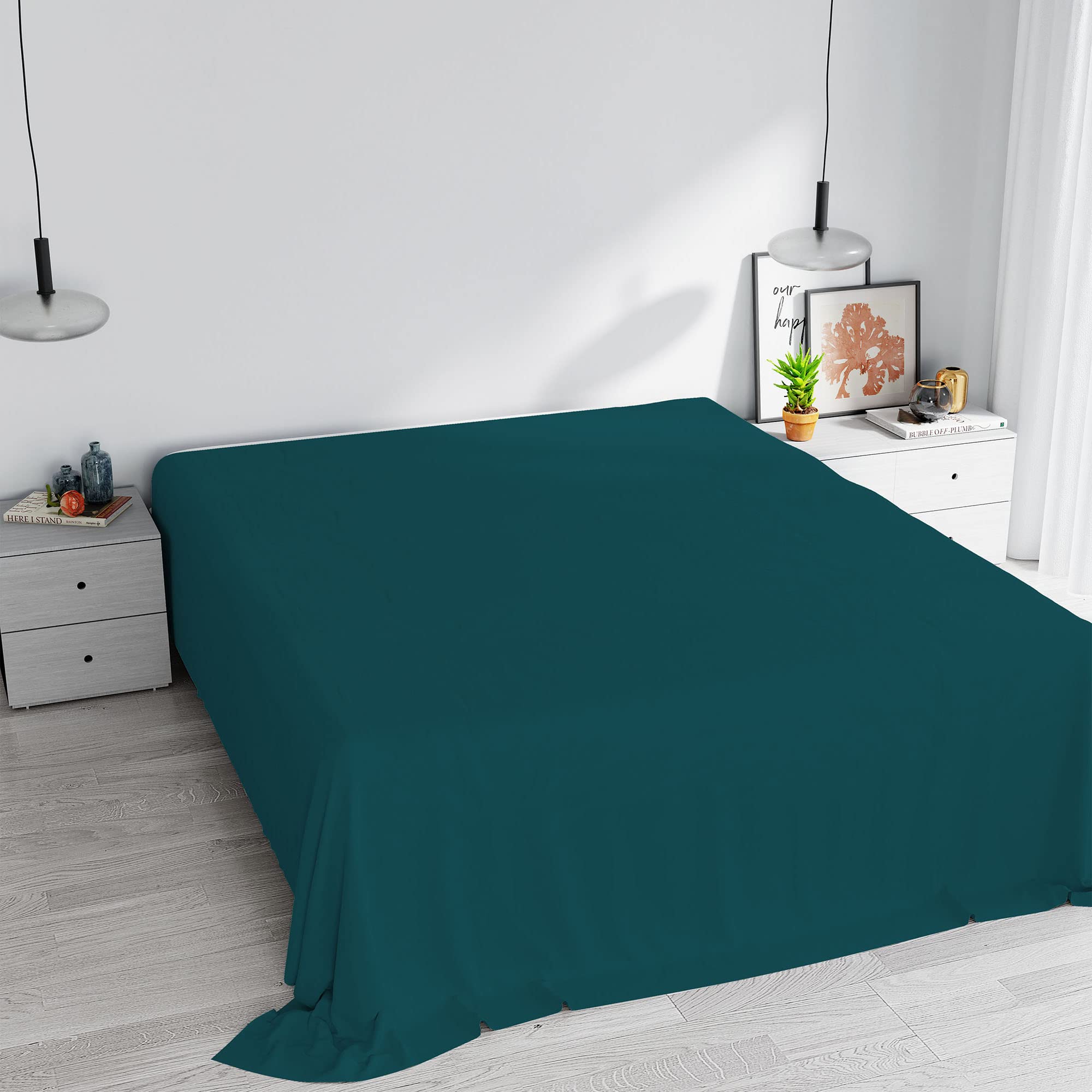 Max Color top Sheet,270x300cm,Petrol Green, 100% Cotton, MAXY DOUBLE
