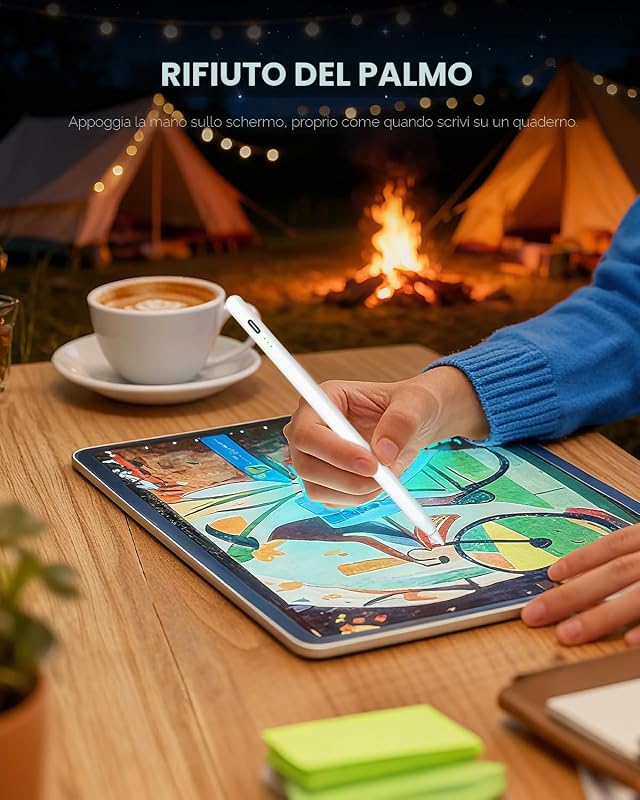 Penna iPad per Pro Air Mini 2018-26, Rifiuto palmo, ricarica ultraveloce 2X