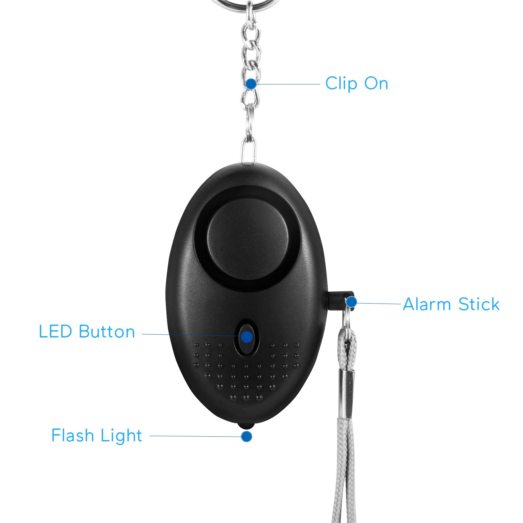 Personal Alarm Keychain for Women, Safe Sound Personal Alarm, Portable Personal Alarm for Girls, 130DB Emergency Self-Defense Security Alarm system w/ LED Light for Outdoor Men Girls Elderly Black