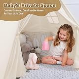 Wilwolfer Kids Teepee Tent Foldable Playhouse with 4 Poles White Canvas view 6