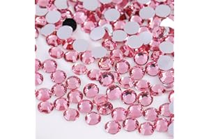 KDKYY 1000 Pieces SS20 5mm Flatback Rhinestones Clear Glass Round Gems Crystals for Nail Art DIY Crafts Clothes Shoes Bags （Pink）