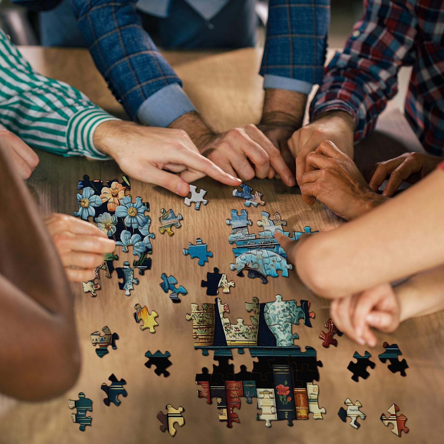 Wildflower Puzzles for Adults 1000 Pieces, PICKFORU Vintage Flower Book Puzzle, Wildflower Pages Jigsaw Puzzle for Book Lover, Floral Art Bookshelf Library Puzzles