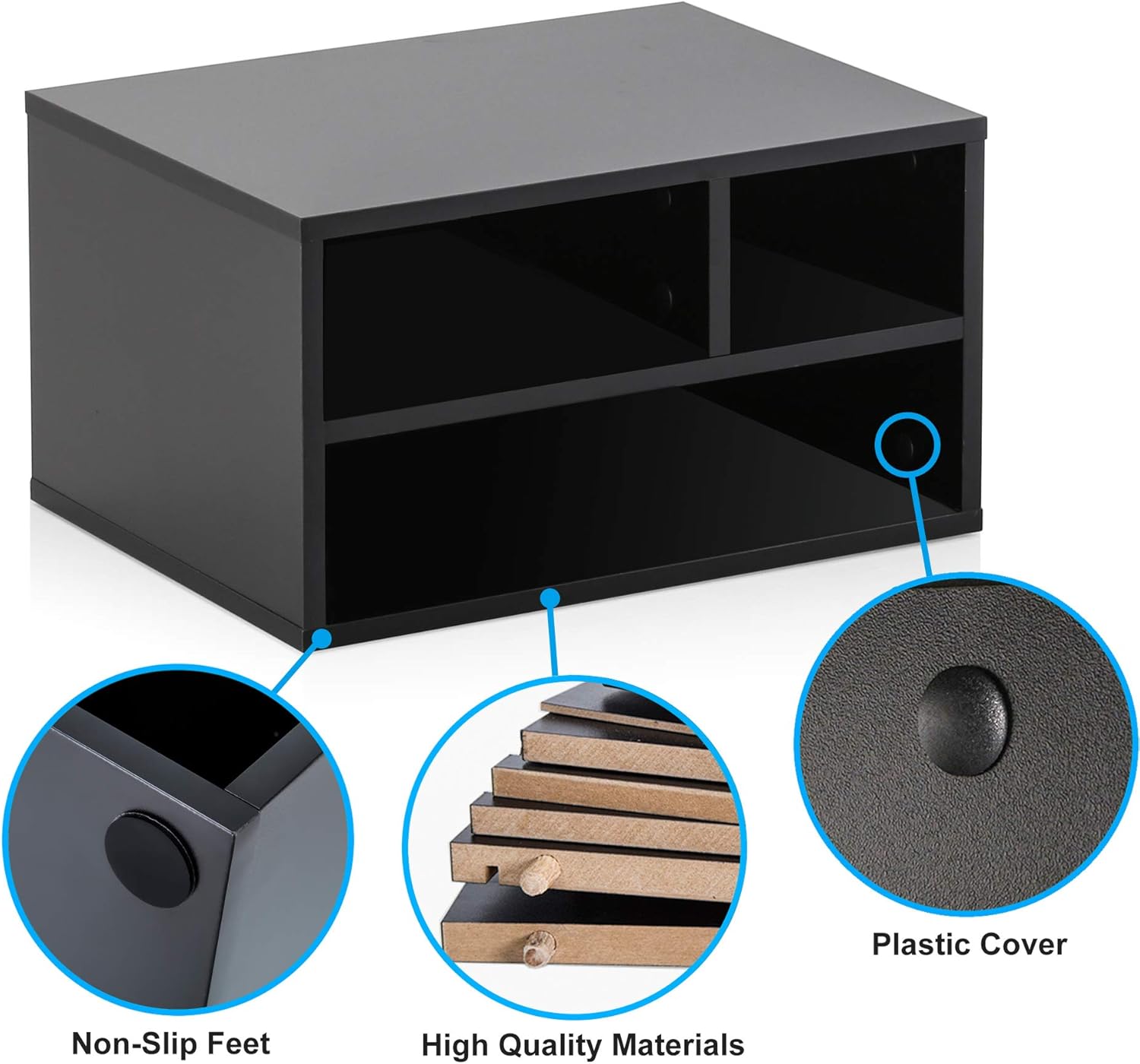 FITUEYES Wood Printer Stands with Storage, Workspace Desk Organizers for Home & Office, Black, DO304001WB : Office Products