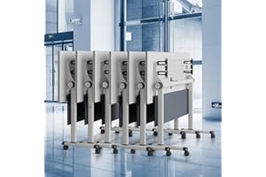 JNMDLAKO Folding Conference Table, Conference Room Tables with Wheels Foldable Large Rectangle Meeting Seminar Table for 6-12 People, Flip Top Mobile Training Table for Office Classr (6, Dark Gray, 61in)